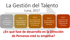 Las 5 fases de la Gestión del Talento y la Dirección de Personas Luna, 2017