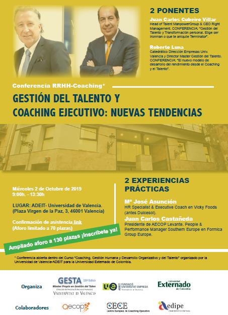 Seminario con las conferencias de Roberto Luna y JC Cubeiro sobre talento y coaching ejecutivo en valencia